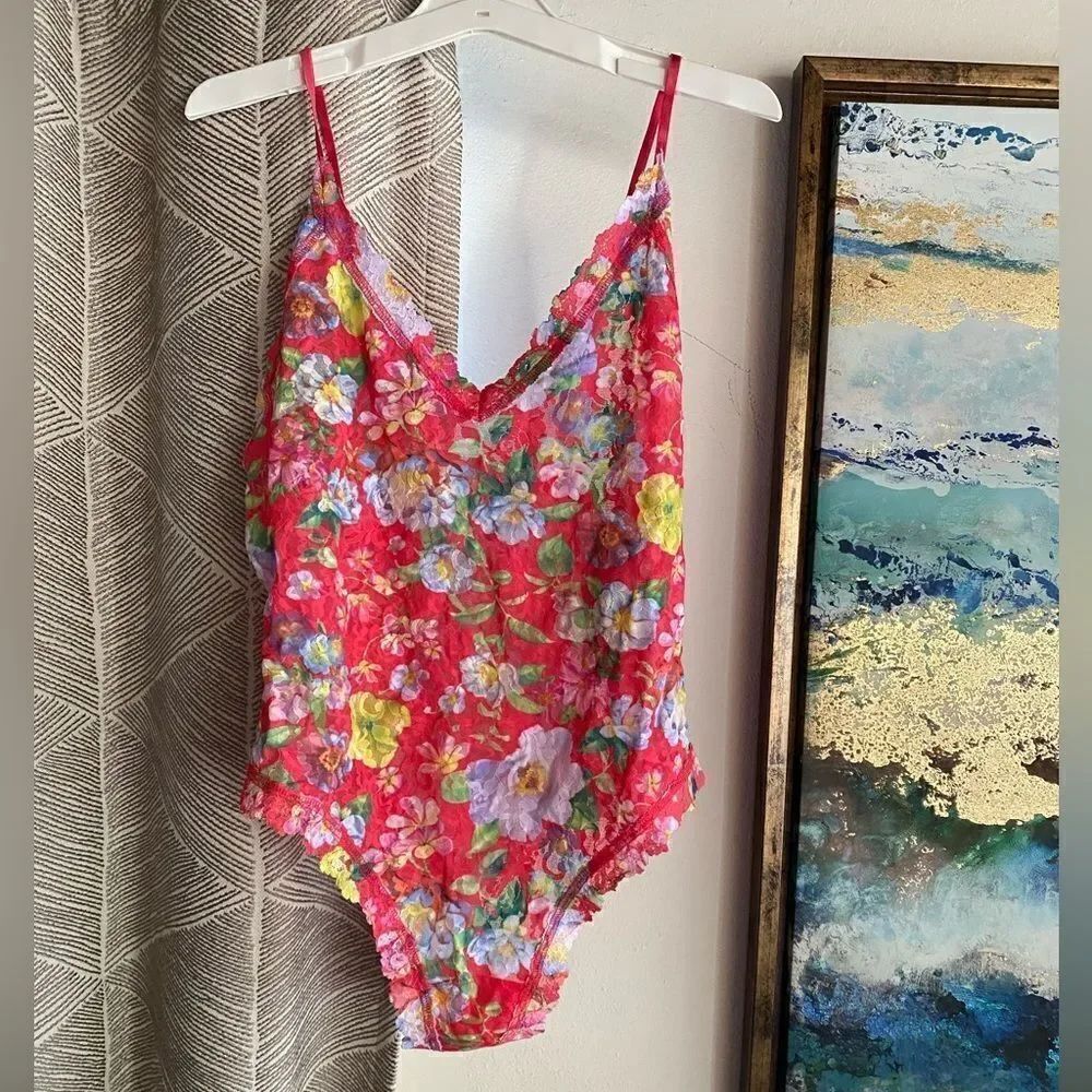 Hanky Panky one piece body suit womens size L Multicolored Floral Print NWT